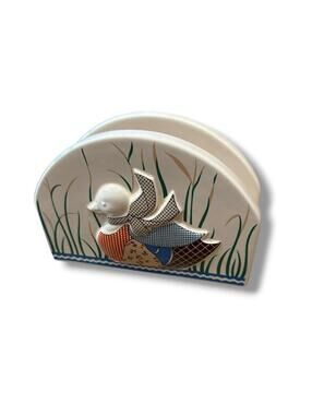 Ceramic Quilt Duck 3D Napkin Holder